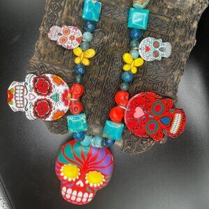 Vintage Day of Dead Large Necklace